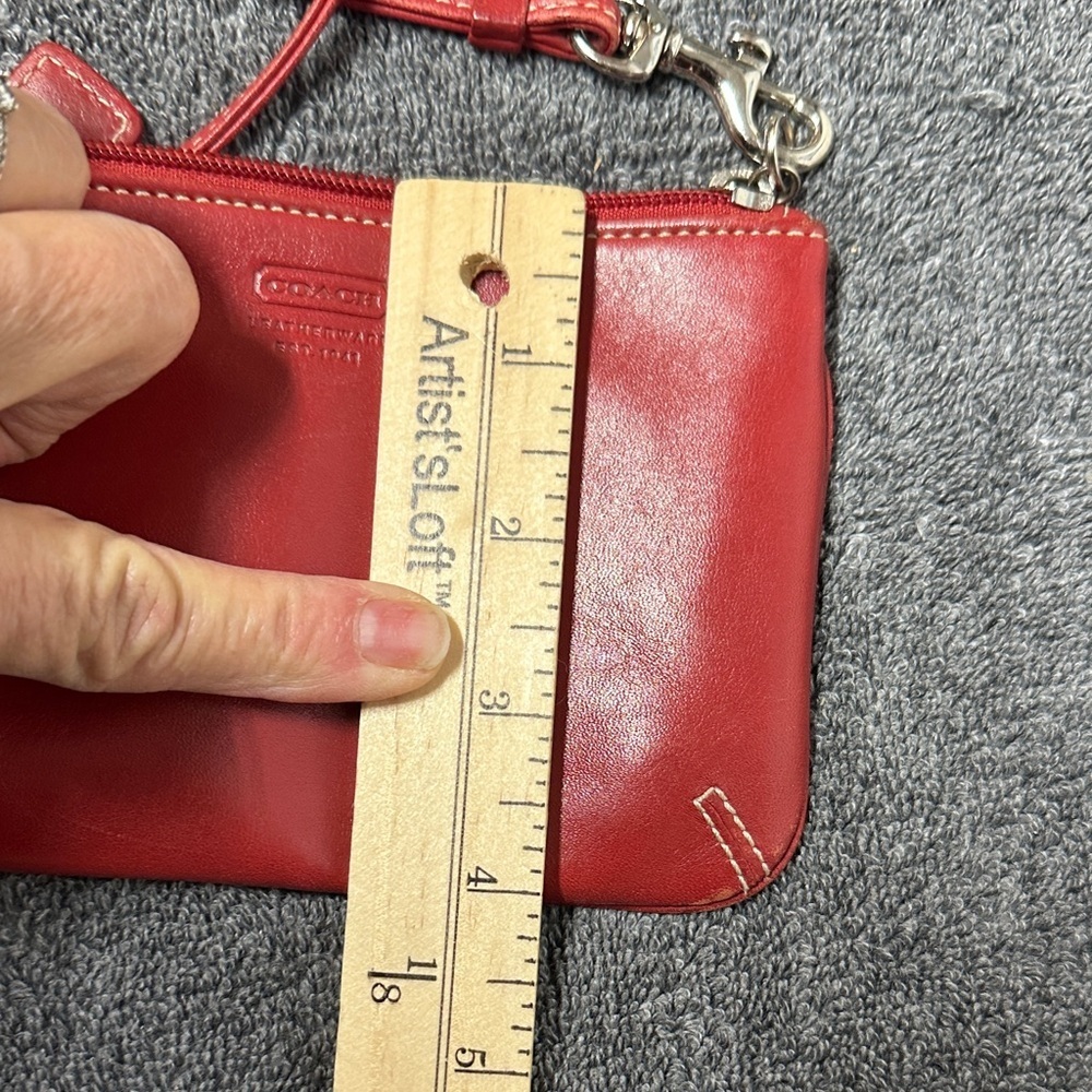 Coach Cherry Red Leather Wristlet - Picture 9 of 11